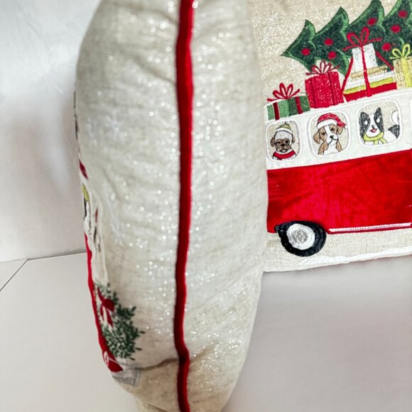 Secret Celebrity Christmas Tree Van Throw Pillow 16x16" Embroidered Holiday Deco - Picture 4 of 15